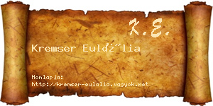Kremser Eulália névjegykártya